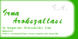 irma arokszallasi business card